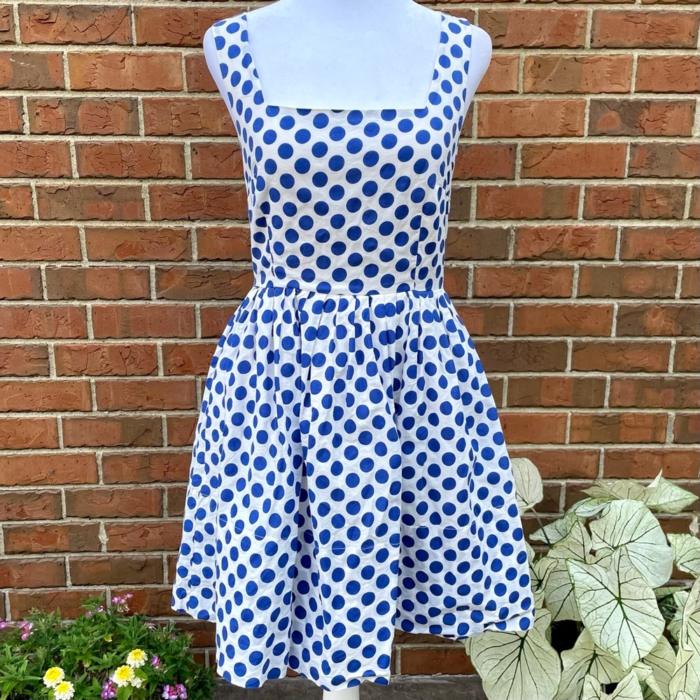 Blue Polka Dot Dress Halter Top Off White A-Line Dress dELiA*s Women’s S
